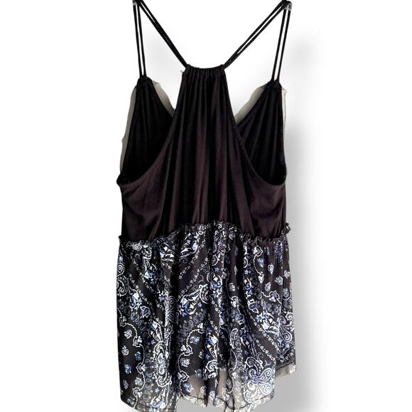 American Rag Cie Tank Top Black Pixie Mesh Hem Paisley Boho Festival Vibes M - Picture 4 of 11